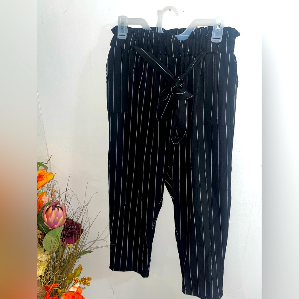 Shein Curve Black and White Stripped Business Casual Pants